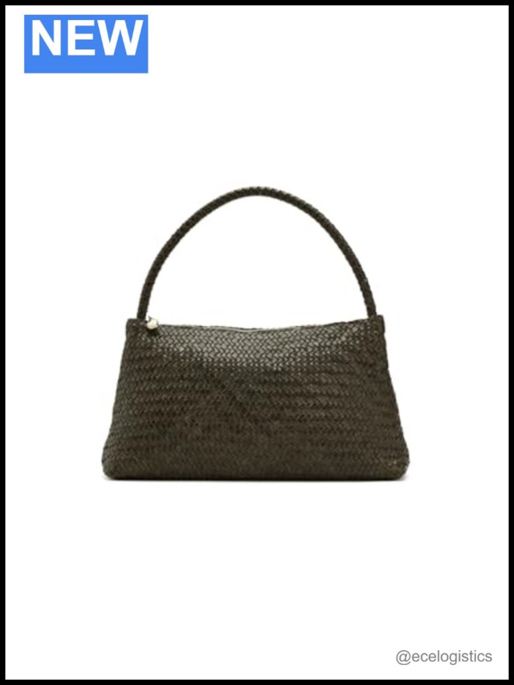 Handwoven Leather Shoulder Bag with Zipper Closure Satchel